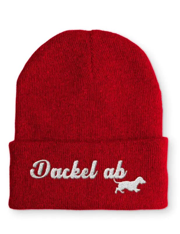 Beanie Mütze Dackel ab Dackelfan Statement Beanie Mütze mit Spruch - tshirtladen -