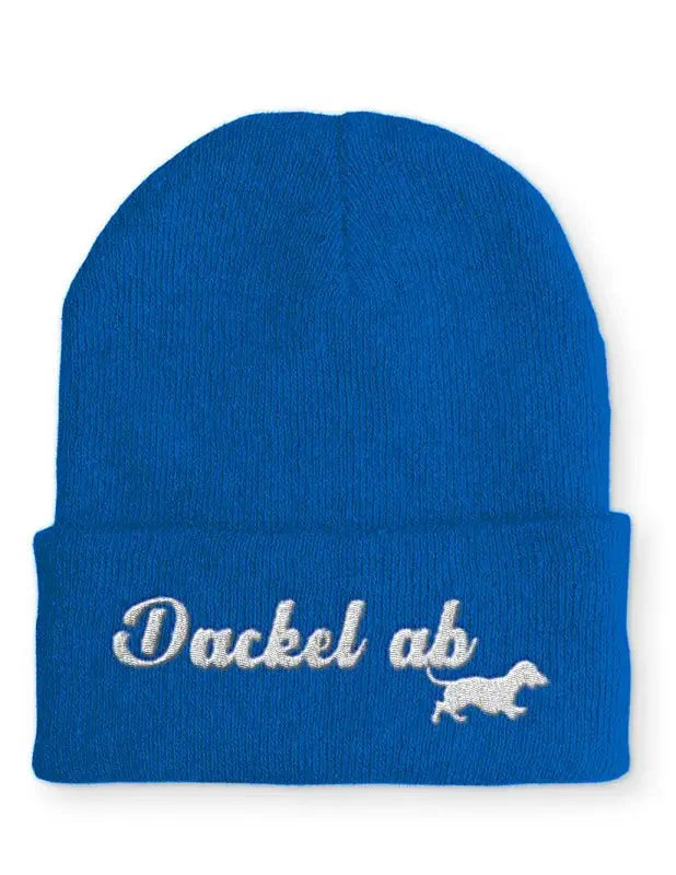 Beanie Mütze Dackel ab Dackelfan Statement Beanie Mütze mit Spruch - tshirtladen -