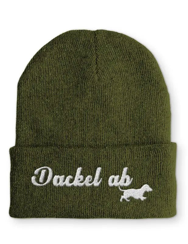 Beanie Mütze Dackel ab Dackelfan Statement Beanie Mütze mit Spruch - tshirtladen -