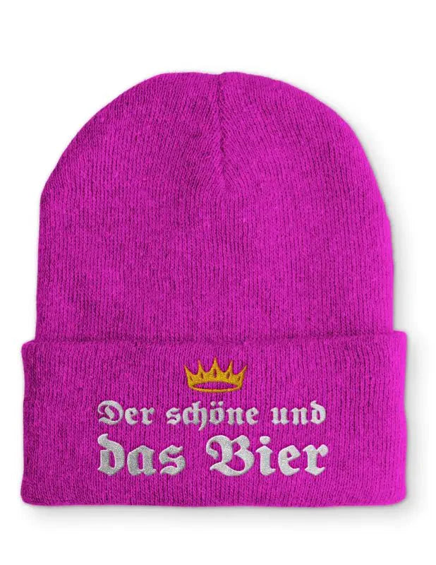Beanie Mütze Der schöne und das Bier Statement Beanie Mütze mit Spruch - tshirtladen - Mütze