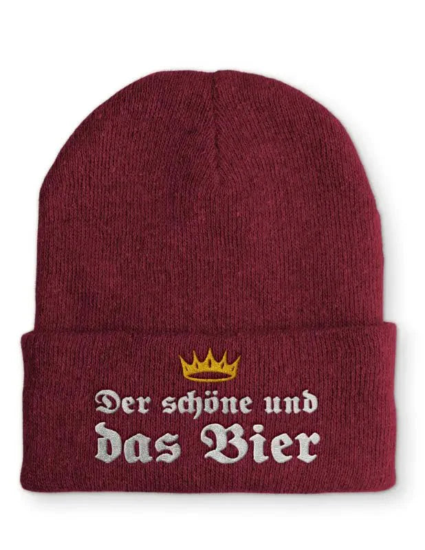 Beanie Mütze Der schöne und das Bier Statement Beanie Mütze mit Spruch - tshirtladen - Mütze