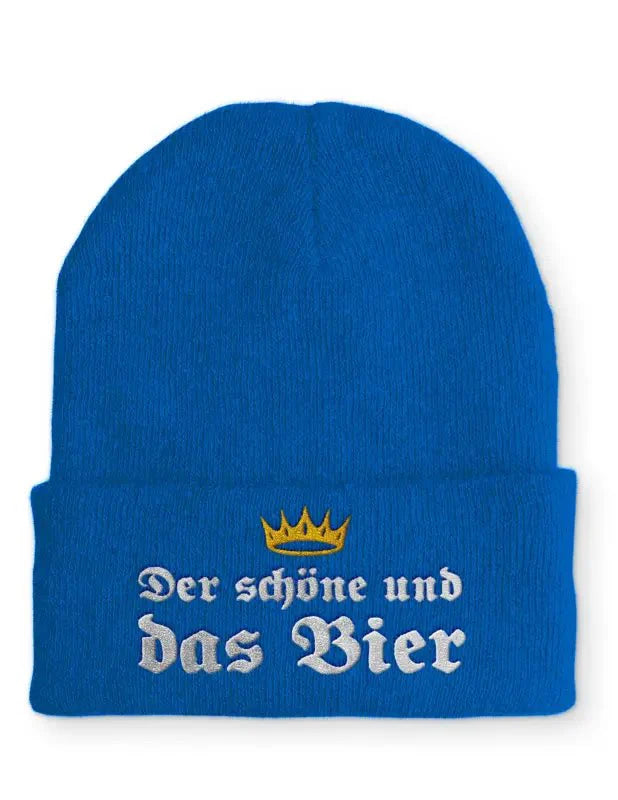 Beanie Mütze Der schöne und das Bier Statement Beanie Mütze mit Spruch - tshirtladen - Mütze