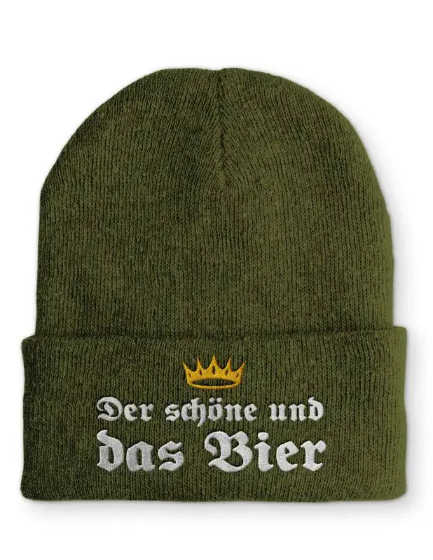 Beanie Mütze Der schöne und das Bier Statement Beanie Mütze mit Spruch - tshirtladen - Mütze