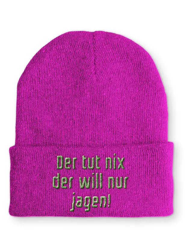 Beanie Mütze Der tut nix der will nur jagen! Statement Beanie Mütze mit Spruch - tshirtladen -