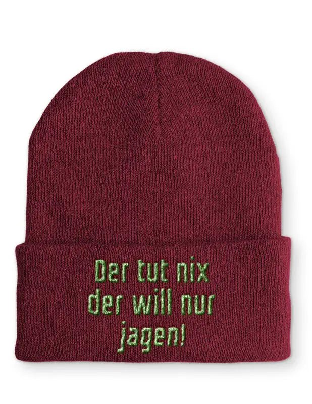 Beanie Mütze Der tut nix der will nur jagen! Statement Beanie Mütze mit Spruch - tshirtladen -