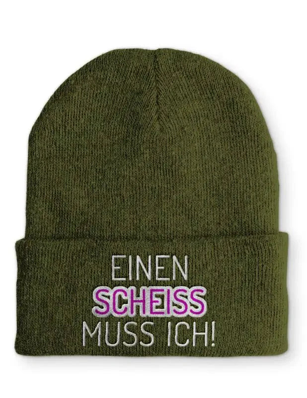 Beanie Mütze Einen scheiss muss ich! Statement Beanie Mütze mit Spruch - tshirtladen -