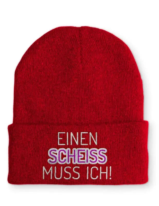 Beanie Mütze Einen scheiss muss ich! Statement Beanie Mütze mit Spruch - tshirtladen -