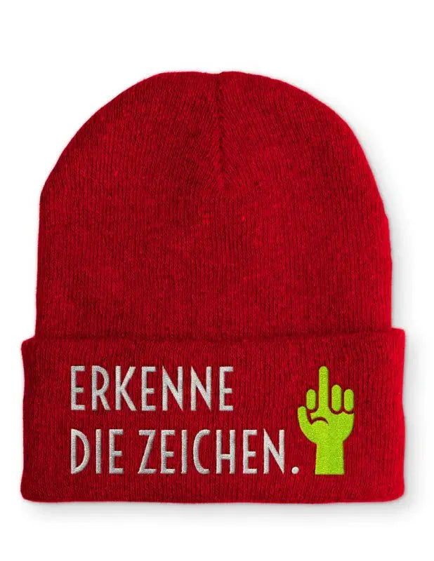 Beanie Mütze Erkenne die Zeichen. Statement Beanie Mütze mit Spruch - tshirtladen -