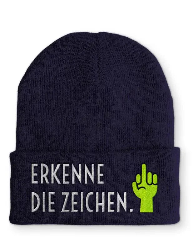 Beanie Mütze Erkenne die Zeichen. Statement Beanie Mütze mit Spruch - tshirtladen -
