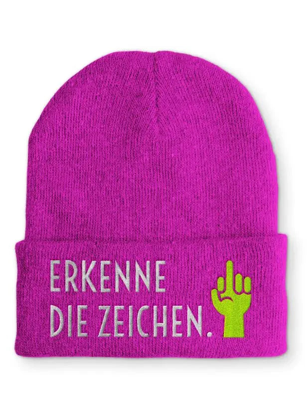 Beanie Mütze Erkenne die Zeichen. Statement Beanie Mütze mit Spruch - tshirtladen -
