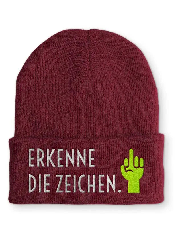 Beanie Mütze Erkenne die Zeichen. Statement Beanie Mütze mit Spruch - tshirtladen -