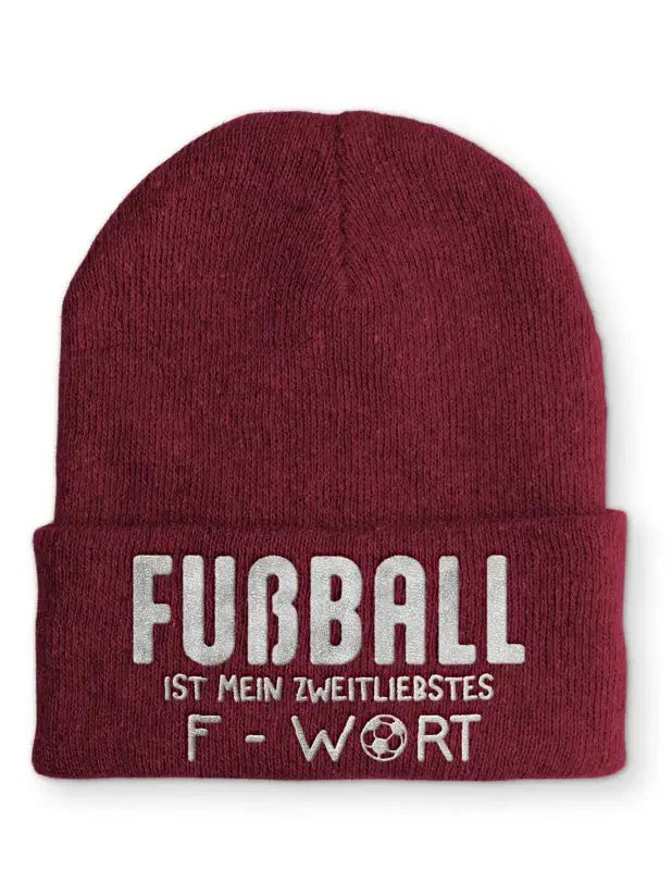 Beanie Mütze Fußball ist mein zweit liebstes F - Wort Statement Beanie Mütze mit Spruch - tshirtladen -