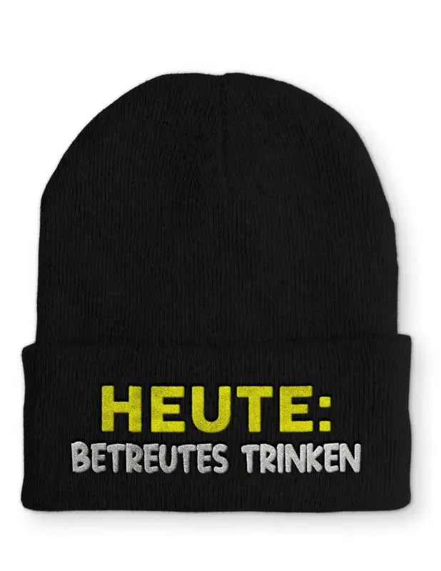 Beanie Mütze Heute: Betreutes trinken Statement Beanie Mütze mit Spruch - tshirtladen -