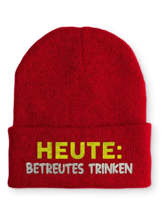 Beanie Mütze Heute: Betreutes trinken Statement Beanie Mütze mit Spruch - tshirtladen -