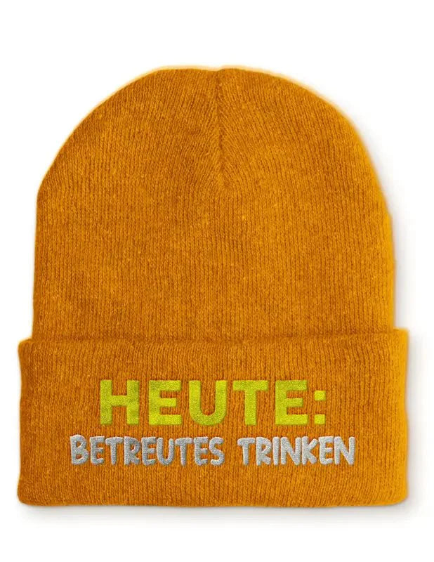 Beanie Mütze Heute: Betreutes trinken Statement Beanie Mütze mit Spruch - tshirtladen -