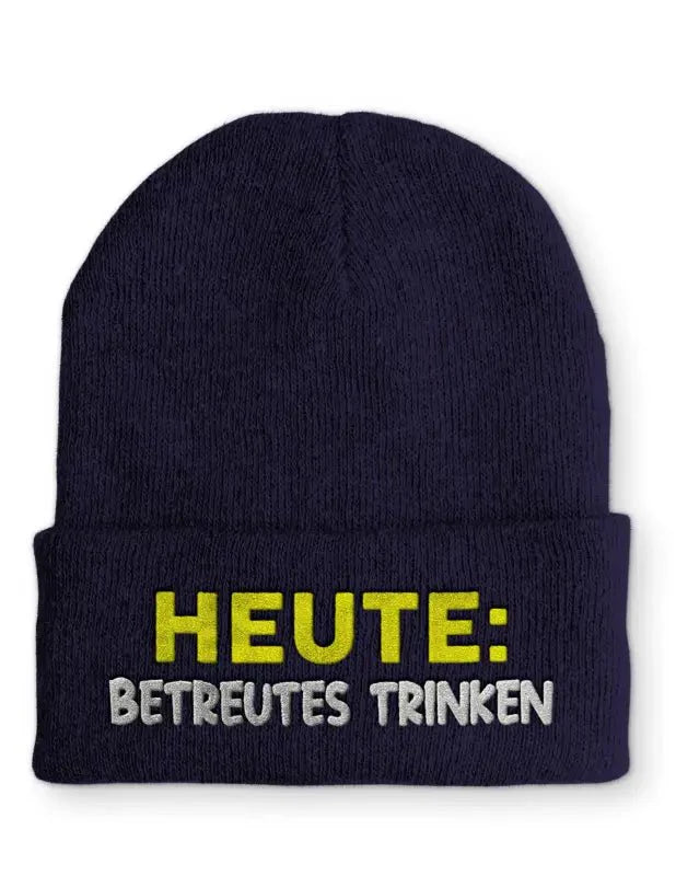 Beanie Mütze Heute: Betreutes trinken Statement Beanie Mütze mit Spruch - tshirtladen -