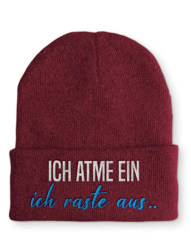 Beanie Mütze Ich atme ein ich rate aus .. Statement Beanie Mütze mit Spruch - tshirtladen -