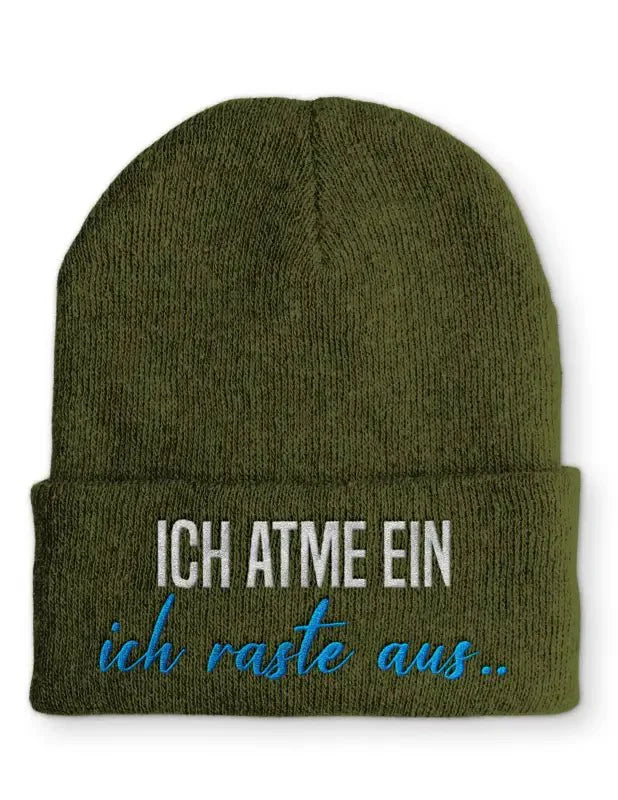 Beanie Mütze Ich atme ein ich rate aus .. Statement Beanie Mütze mit Spruch - tshirtladen -
