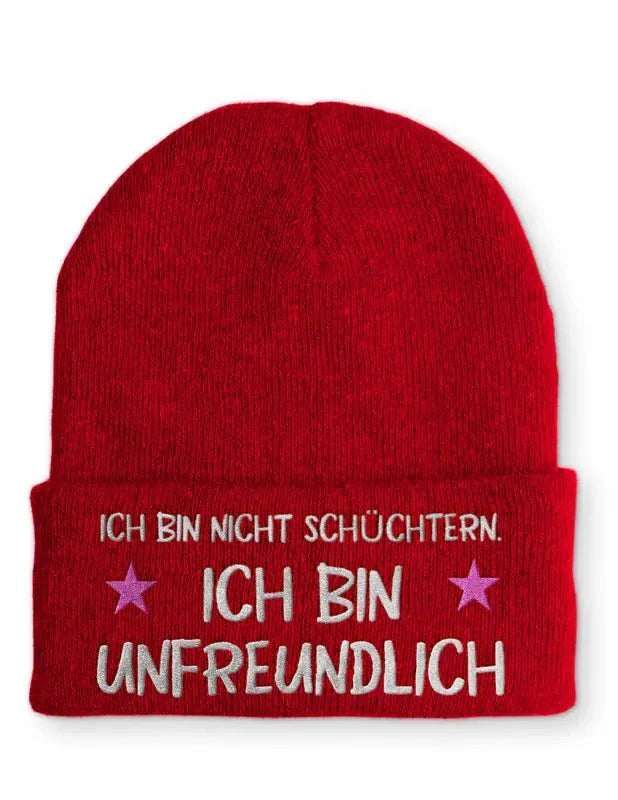 Beanie Mütze Ich bin nicht schüchtern. Ich bin unfreundlich Statement Beanie Mütze mit Spruch - tshirtladen -