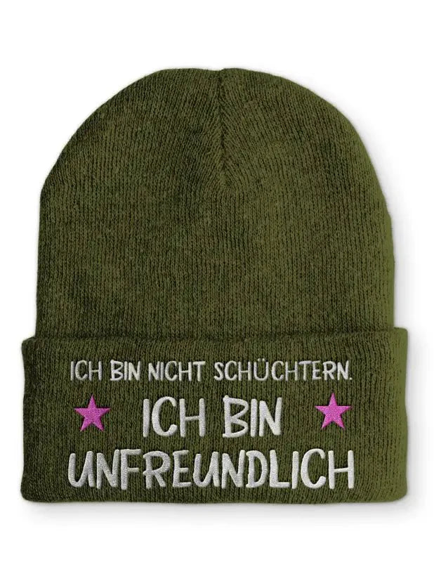 Beanie Mütze Ich bin nicht schüchtern. Ich bin unfreundlich Statement Beanie Mütze mit Spruch - tshirtladen -