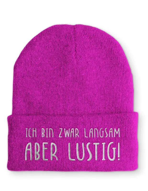 Beanie Mütze Ich bin zwar langsam aber lustig! nach Statement Beanie Mütze mit Spruch - tshirtladen -