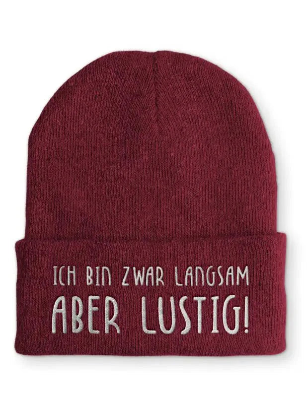 Beanie Mütze Ich bin zwar langsam aber lustig! nach Statement Beanie Mütze mit Spruch - tshirtladen -