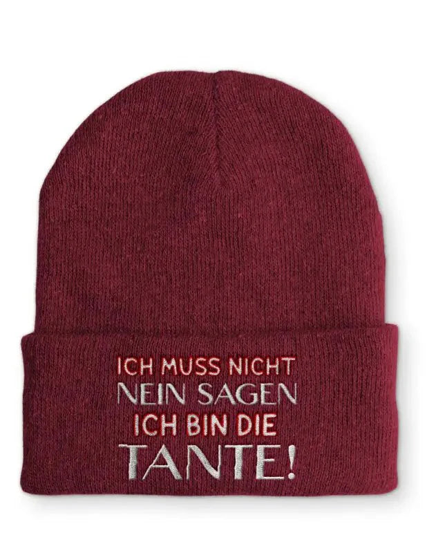 Beanie Mütze Ich muss nicht Nein sagen Ich bin die Tante! Statement Beanie Mütze mit Spruch - tshirtladen -