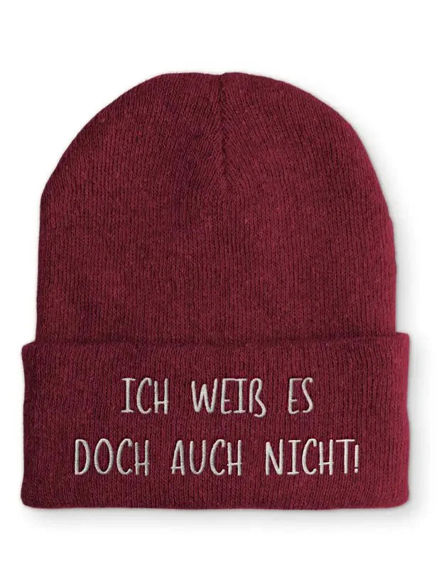 Beanie Mütze Ich weiß es doch auch nicht! Statement Beanie Mütze mit Spruch - tshirtladen -