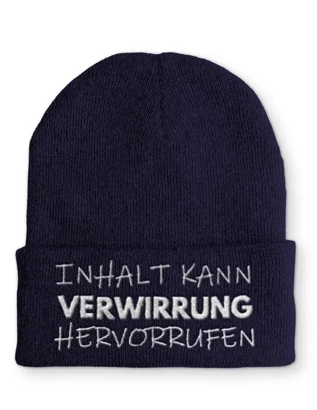 Beanie Mütze Inhalt kann Verwirrung Hervorrufen Statement Beanie Mütze mit Spruch - tshirtladen -