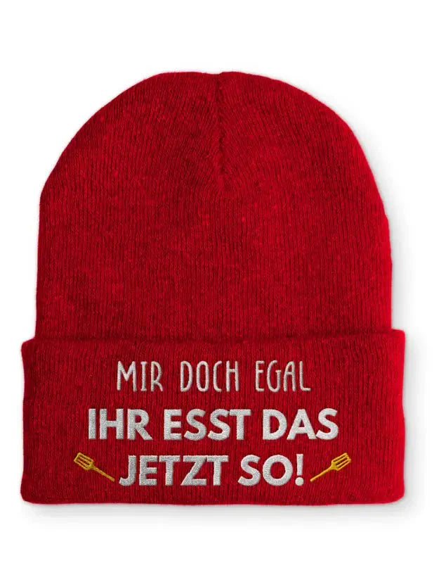 Beanie Mütze Mir doch egal Ihr esst das jetzt so! Statement Beanie Mütze mit Spruch - tshirtladen -