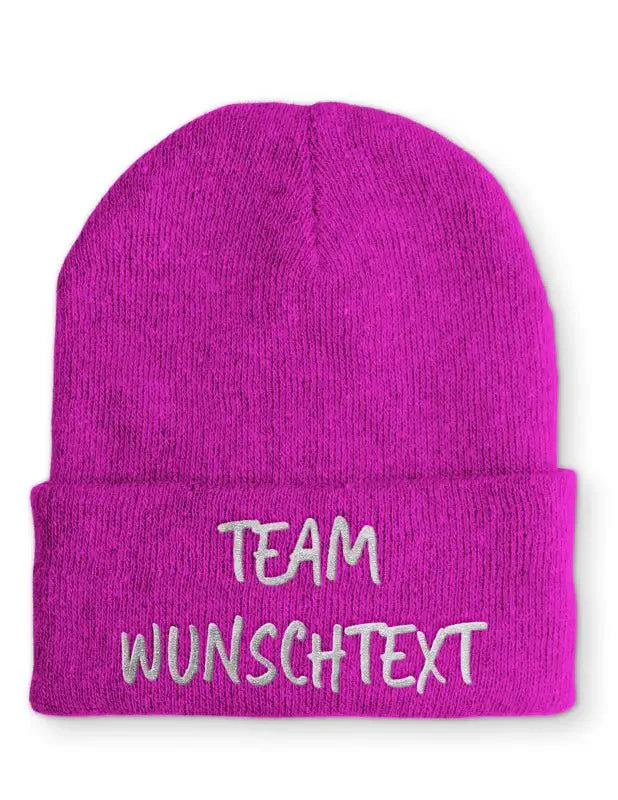 Beanie Mütze Team "Wunschtext" Statement Beanie Mütze mit Spruch - tshirtladen - Mütze