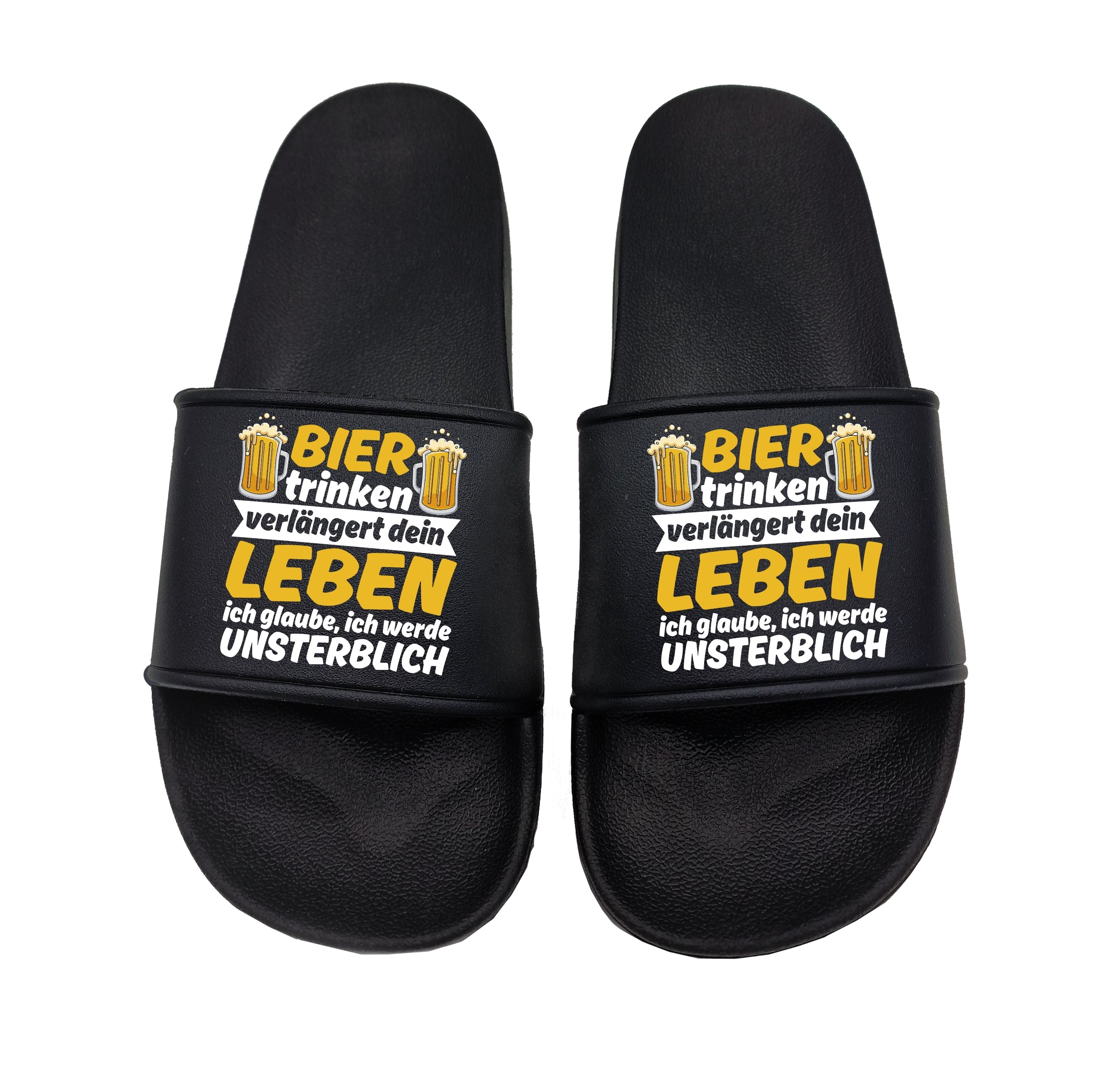 Badeschuhe Bier trinken verlängert dein Leben