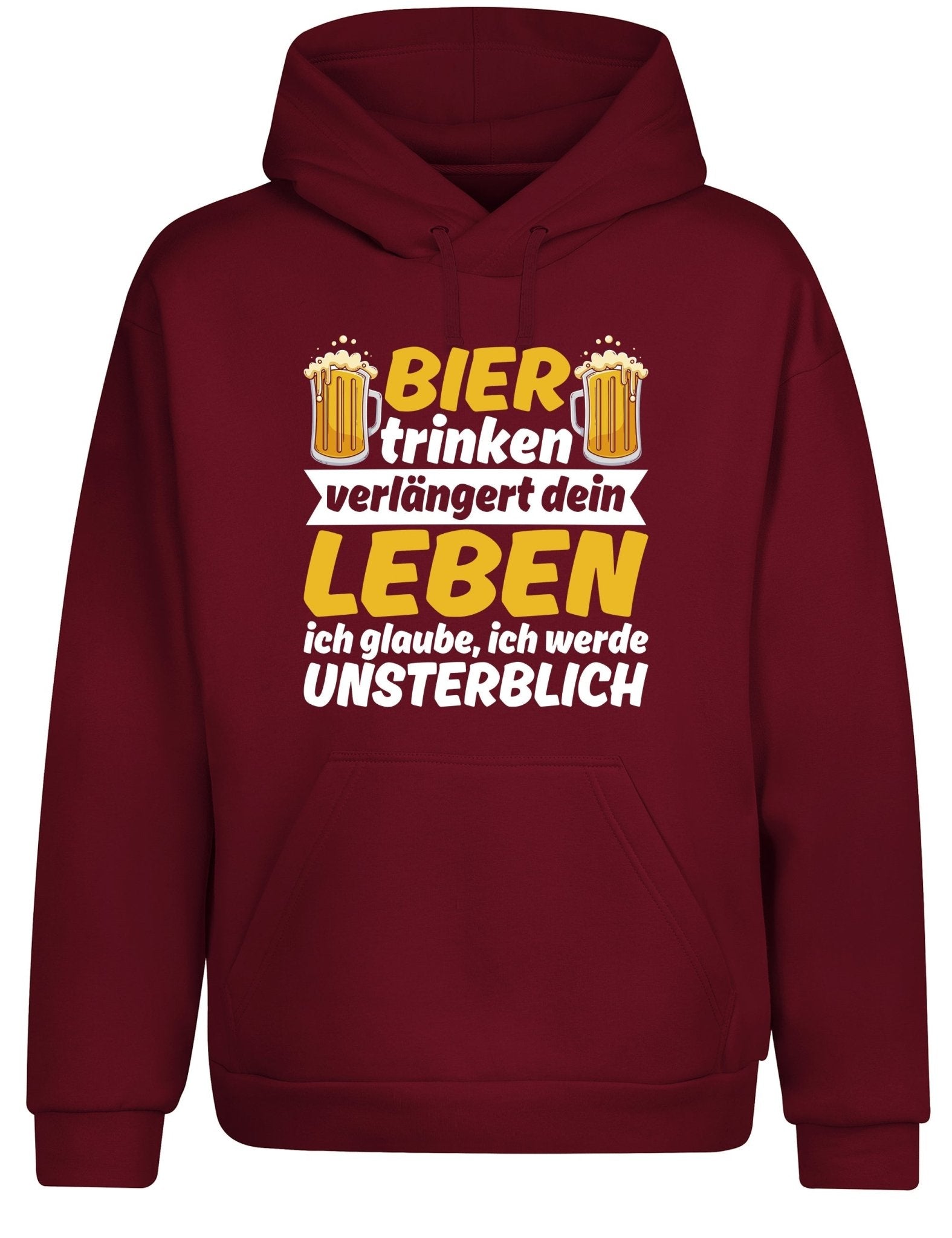 Bier trinken verlängert dein Leben Hoodie Kapuzenpullover Unisex - tshirtladen - Hoodie