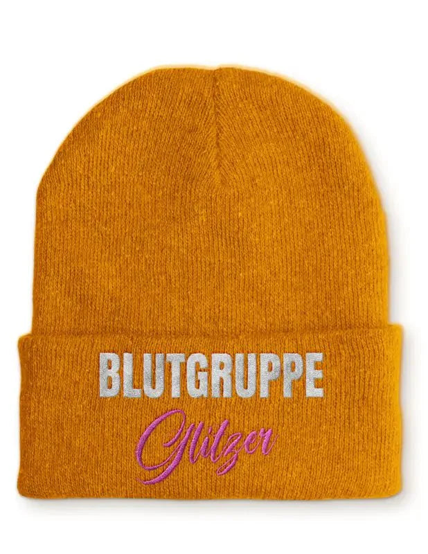 Blutgruppe Glitzer Statement Beanie Mütze mit Spruch - tshirtladen - Mütze