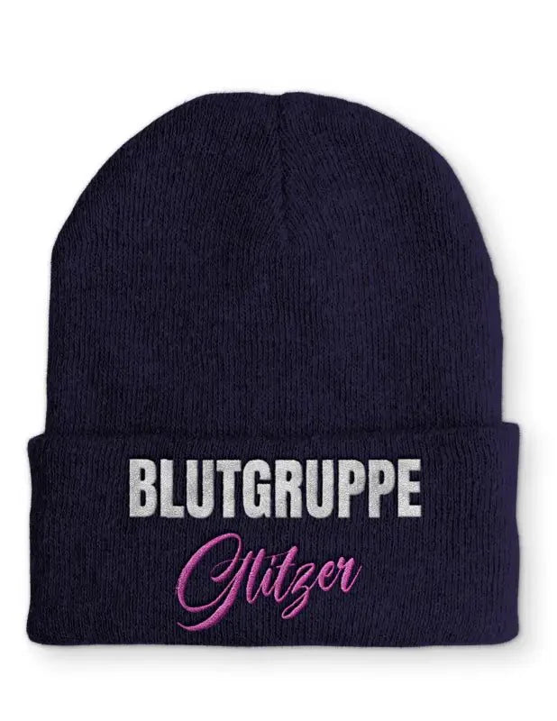 Blutgruppe Glitzer Statement Beanie Mütze mit Spruch - tshirtladen - Mütze
