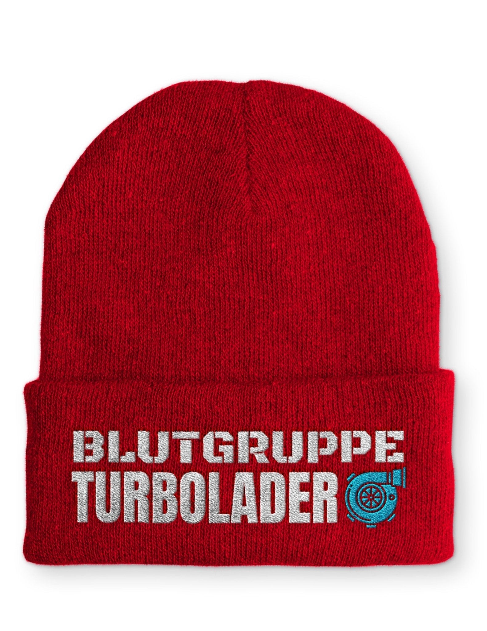 Blutgruppe Turbolader Statement Beanie Mütze mit Spruch - tshirtladen - Mütze