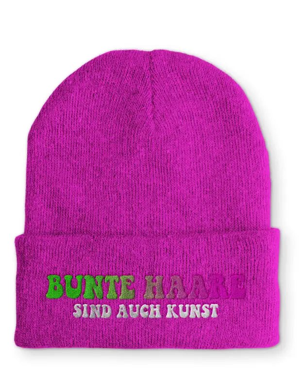 Bunte Haare sind auch Kunst Statement Beanie Mütze mit Spruch - tshirtladen - Mütze