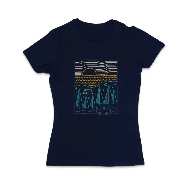 Camp River Camper Outdoor Damen T-Shirt - tshirtladen -