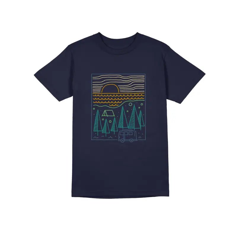 Camp River Outdoor Camper Herren Unisex T-Shirt - Schwarzer - Kaffee