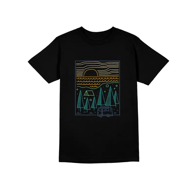 Camp River Outdoor Camper Herren Unisex T-Shirt - Schwarzer - Kaffee