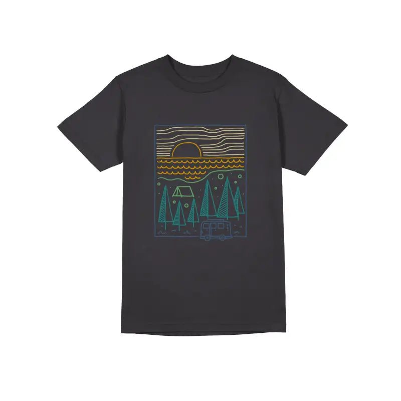 Camp River Outdoor Camper Herren Unisex T-Shirt - Schwarzer - Kaffee