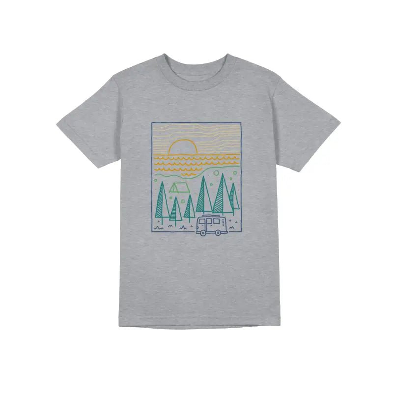 Camp River Outdoor Camper Herren Unisex T-Shirt - Schwarzer - Kaffee