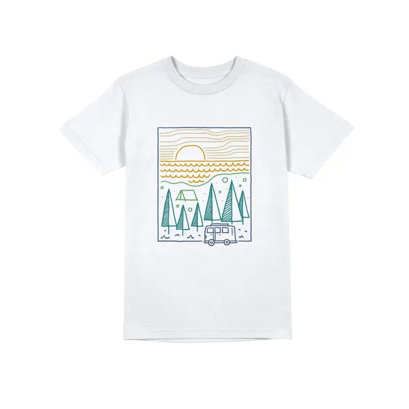 Camp River Outdoor Camper Herren Unisex T-Shirt - Schwarzer - Kaffee