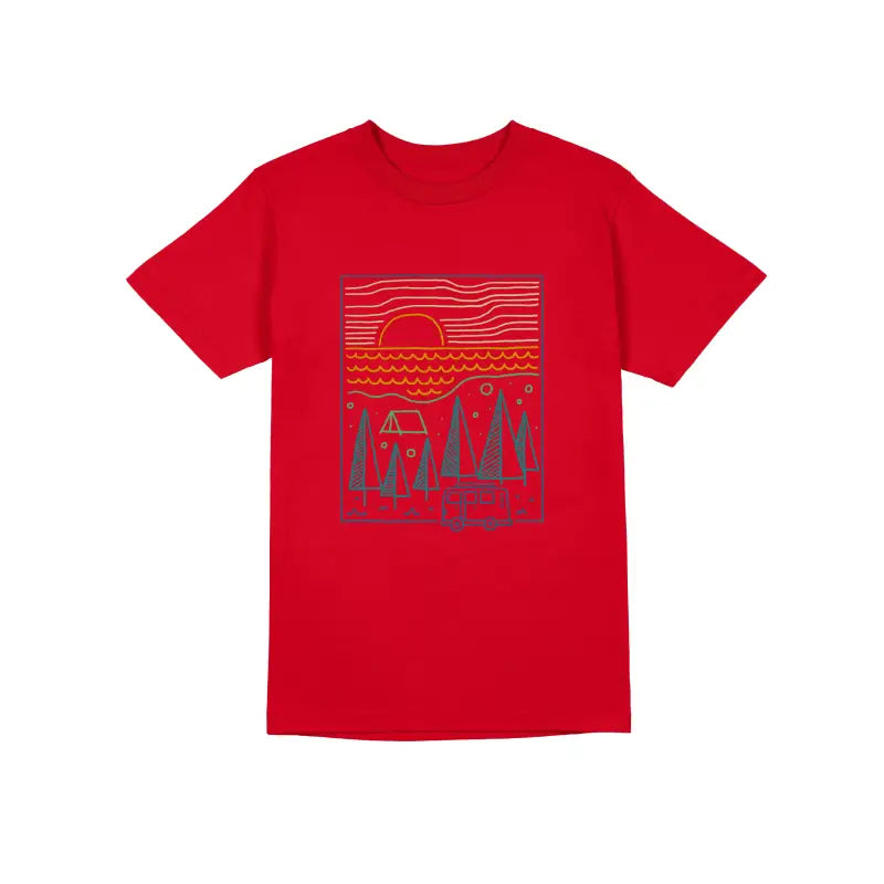 Camp River Outdoor Camper Herren Unisex T - Shirt - S / Rot