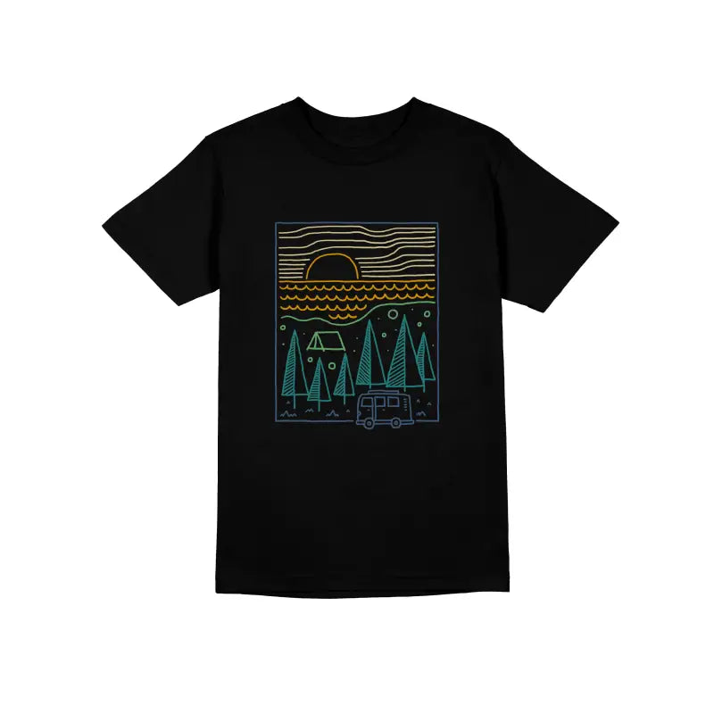 Camp River Outdoor Camper Herren Unisex T - Shirt - S / Schwarz