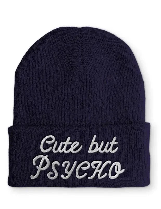 Cute but Psycho Statement Beanie Mütze mit Spruch - tshirtladen - Mütze
