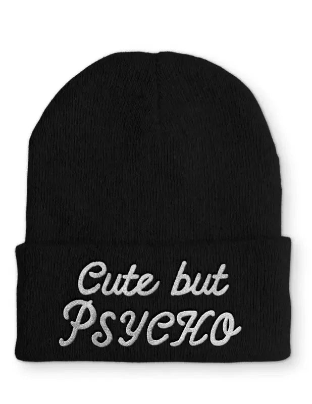 Cute but Psycho Statement Beanie Mütze mit Spruch - tshirtladen - Mütze