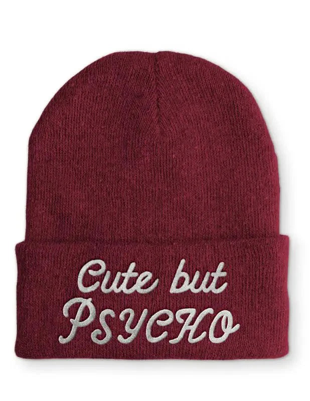 Cute but Psycho Statement Beanie Mütze mit Spruch - tshirtladen - Mütze