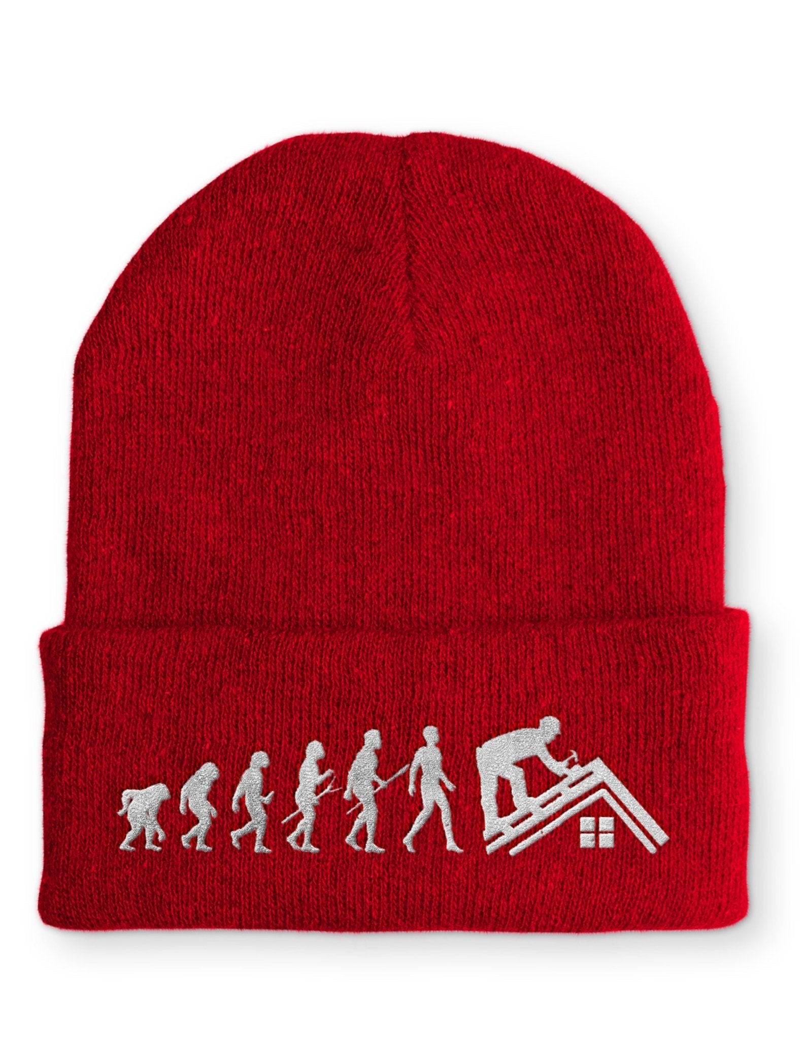 Dachdecker Evolution Statement Beanie Mütze mit Spruch - tshirtladen - Mütze