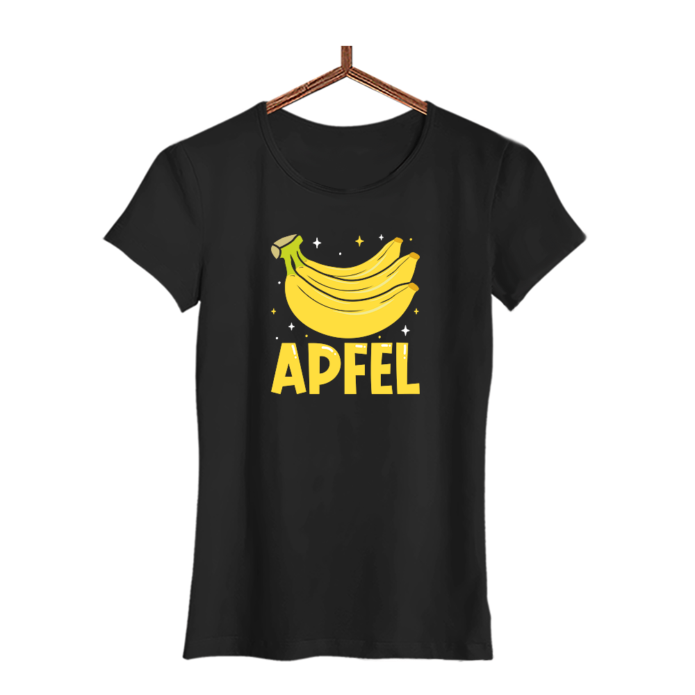 Damen T-Shirt Apfel - Schwarzer - Kaffee